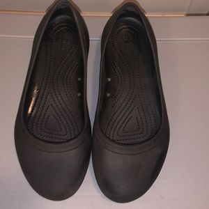Crocs black flats Size 10 Wide excellent cond